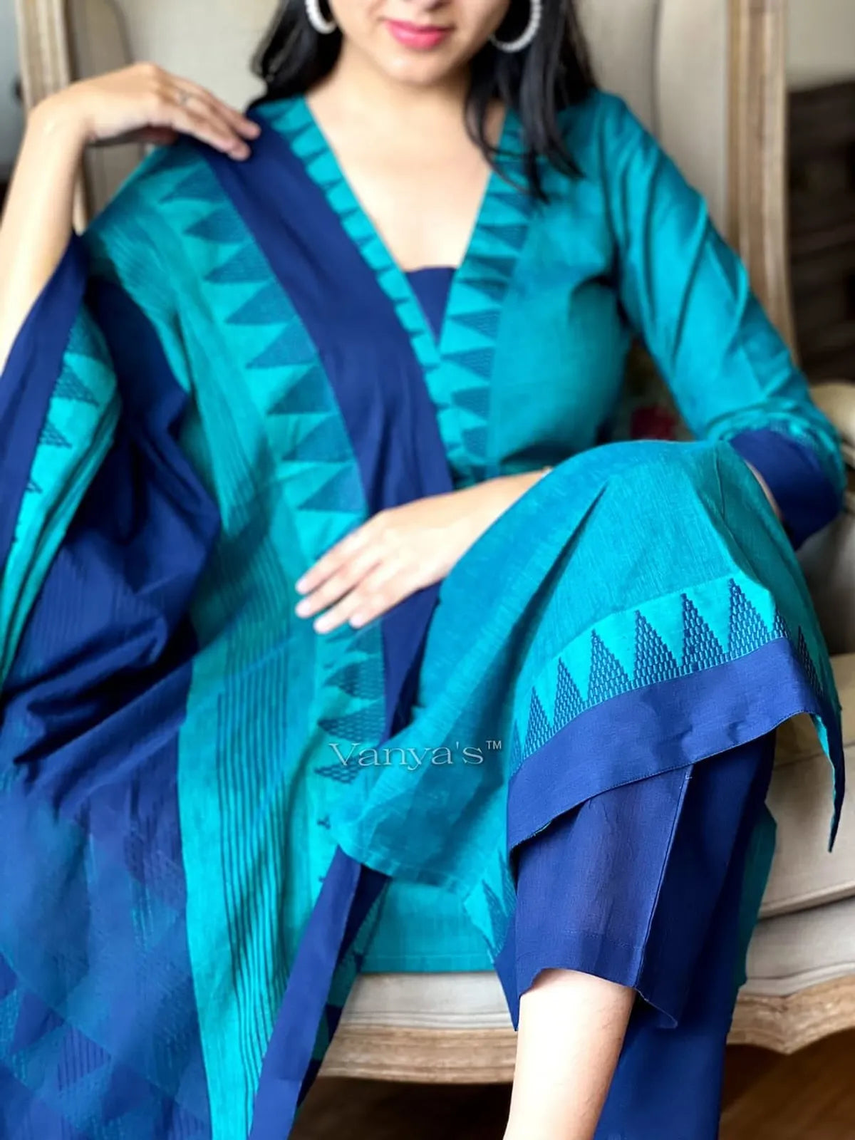 Cotton Churidar Set - Sky Blue